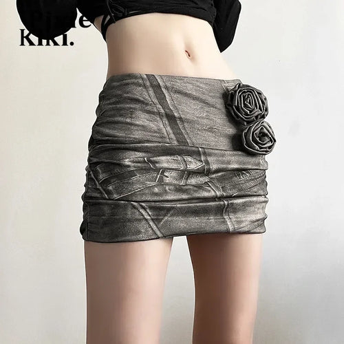 Load image into Gallery viewer, 3d Floral Appliques Mini Skirts Sexy New in Micro Skirt Extreme Y2k Harajuku Fashion Streetwear Women Bottoms P94-BF17
