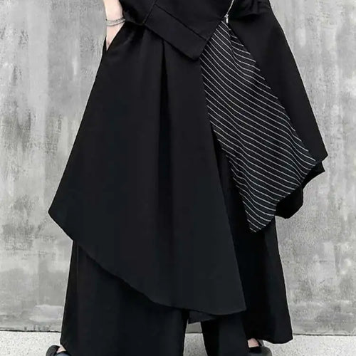 Load image into Gallery viewer, High Elastic Waist Black Striped Irregular Wide Leg Pants New Trousers Women Fashion Tide Spring Autumn 2025 1DH8291
