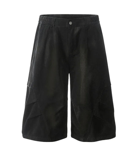 Men's Cargo Shorts American Handsome Style Pleated Design Solid Color Straight Leg Male Casual Clothing Summer 9W1727