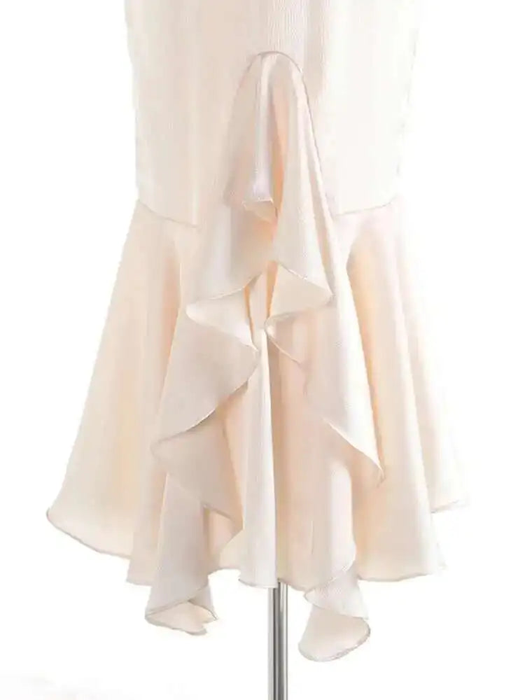 High Waist Apricot Irregular Elegant Midi Half-body Mermaid Skirt Women Fashion Tide New Spring Autumn 2025 1DJ0074