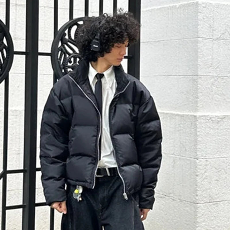Men's Cotton Coats Stand Collar Zipper Solid Color Loose Menswear Thickened Fashion Simple Male Padded Jackets 9C9080