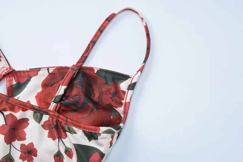 Floral Print Sexy Skirt Two Piece Sets Women Fashion Sleeveless Crop Tops And Long Skirt Femme Printed Two Piece Sets