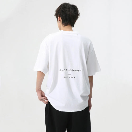 Load image into Gallery viewer, Korean Style Male T-shirts Casual O-Neck Short Sleeve Loose Men&#39;s Tees Note Printing Heavy Clothing Summer 9C6276
