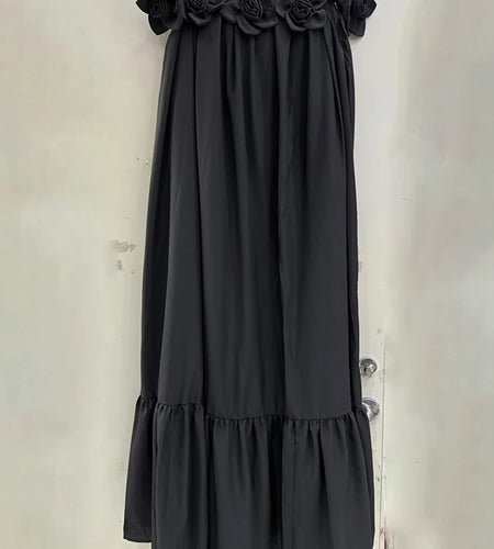 Solid Spliced Appliques Slimming Dresses For Women Slash Neck Sleeveless High Waist Temperament Dress Female New