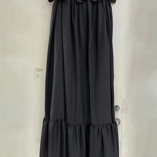 Load image into Gallery viewer, Solid Spliced Appliques Slimming Dresses For Women Slash Neck Sleeveless High Waist Temperament Dress Female New
