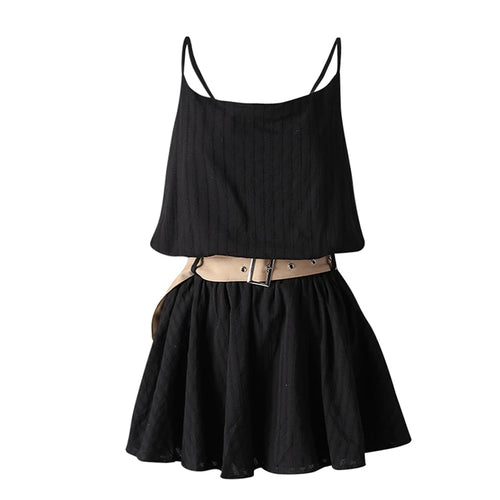 Load image into Gallery viewer, Women White Belted Elegant Spaghetti Strap Mini Dress New Round Neck Sleeveless Fashion Tide Spring Summer 2025 CPG3145
