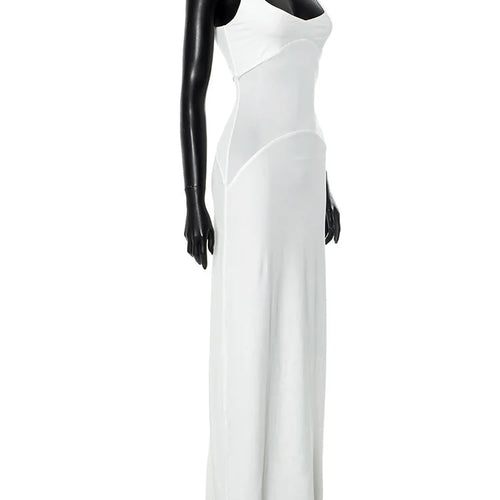 Load image into Gallery viewer, Mesh Patchwork Sexy Maxi Dress For Women Gown Spaghetti Strap Sleeveless Backless Bodycon Elegant Club Long Dress
