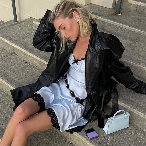 Load image into Gallery viewer, Satin Lace V-Neck Shirring Asymmetrical Slim Midi Dress Women Sexy Solid Dress 2023 Spring Summer New Sweet Partywear
