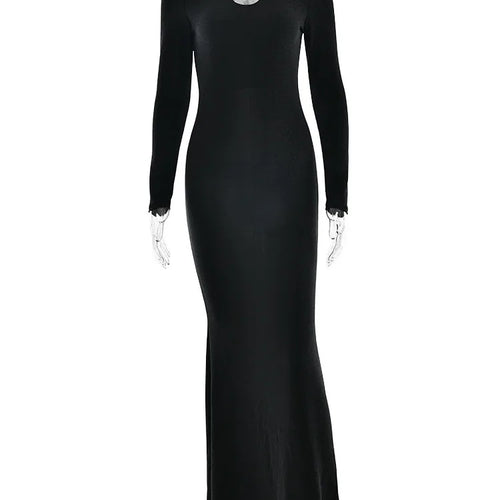 Load image into Gallery viewer, Elegant Long Sleeved Tight Hollow Out Shiny Bodycon Party Club Evening Dress 2025 Spring New Sexy Fishtail Vestidos
