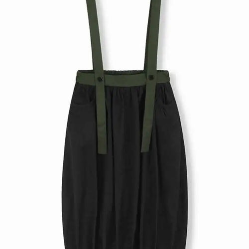 Load image into Gallery viewer, High Elastic Waist Black Green Color-block Pleated Strap Half-body Skirt Women Fashion Tide New Spring Autumn 2025 1DH9289
