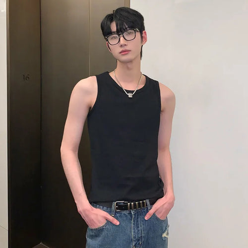 Load image into Gallery viewer, Summer Men&#39;s Tank Tops Casual Round Collar Slim Sleeveless Solid Color Male Clothing Simple Vest Fashion 9C6771
