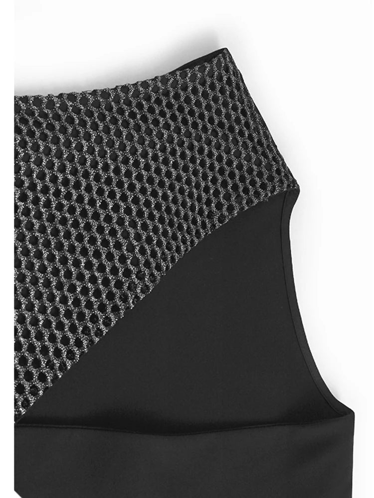 Black Vest Perspective Half-body Skirt Two Pieces Suit New V-Neck Sleeveless Women Fashion Tide Spring Autumn 2025 1DJ1102