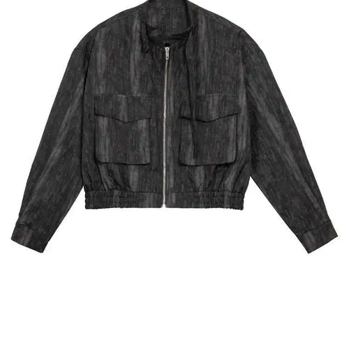 Load image into Gallery viewer, Black Big Size Pocket Short Casual Jacket New Stand Collar Long Sleeve Women Coat Fashion Tide Spring Autumn 2025 1DH8223
