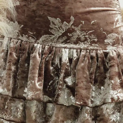 Load image into Gallery viewer, Women Apricot Silver Velvet Elegant Ruffles Mini Dress New Round Neck Sleeveless Fashion Tide Spring Autumn 20251DH8264
