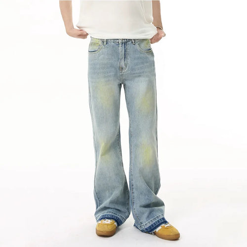 Load image into Gallery viewer, High Street Men&#39;s Jeans New American Style Vintage Tie Dye Design Micro Flared Male Washed Denim Jeans Summer 9W1841
