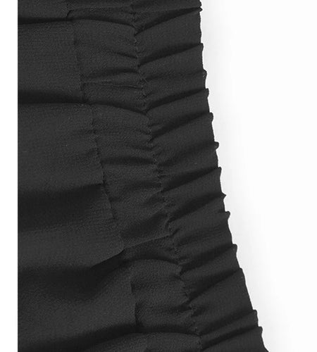 High Elastic Waist Black Irregular Ruffles A-line Half-body Skirt Women Fashion Tide New Spring Autumn 2025  1DJ1106