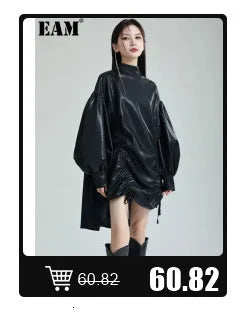 Women Gray Shaped Pleated Pu Leather Long Elegant Strapless Dress New Sleeveless Fashion Tide Spring Autumn 2025 1DH4724