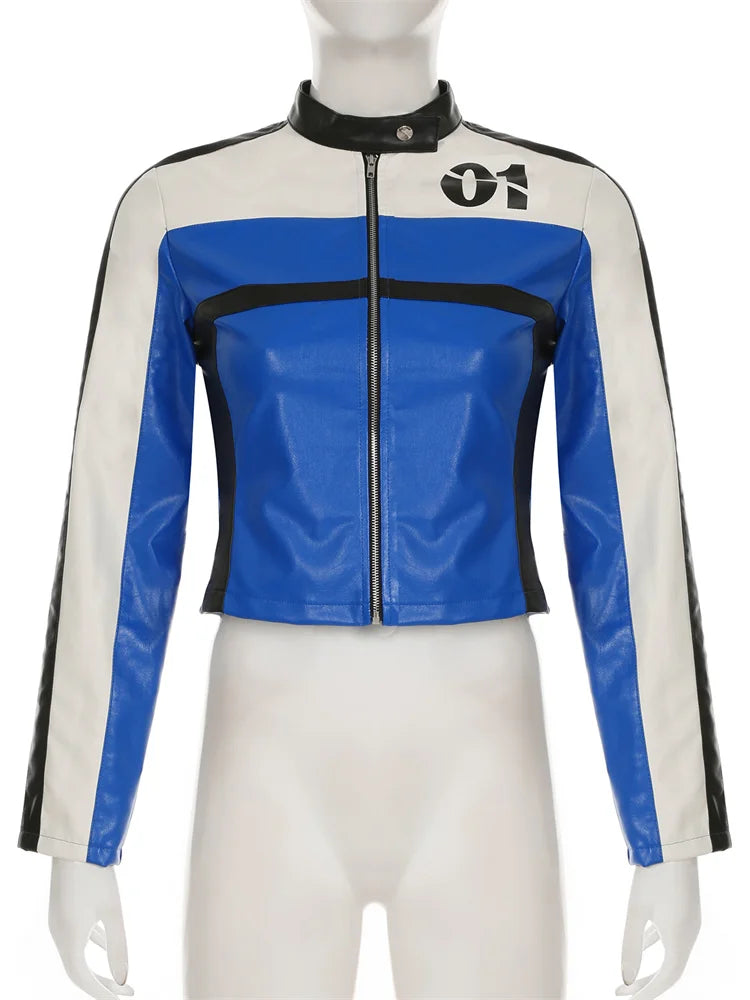 Digital Print Women Crop Jackets Hipster Casual Full Sleeve Basic Streetwear Slim 2025 Spring Fashion Streetwear Zip Coat