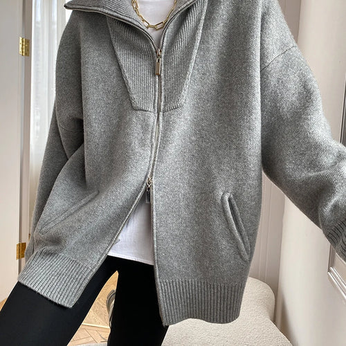 Load image into Gallery viewer, Camel Big Size Thick Elegant Knitting Cardigan Sweater Lapel Long Sleeve Women New Fashion Tide Spring Autumn 2025 26D55
