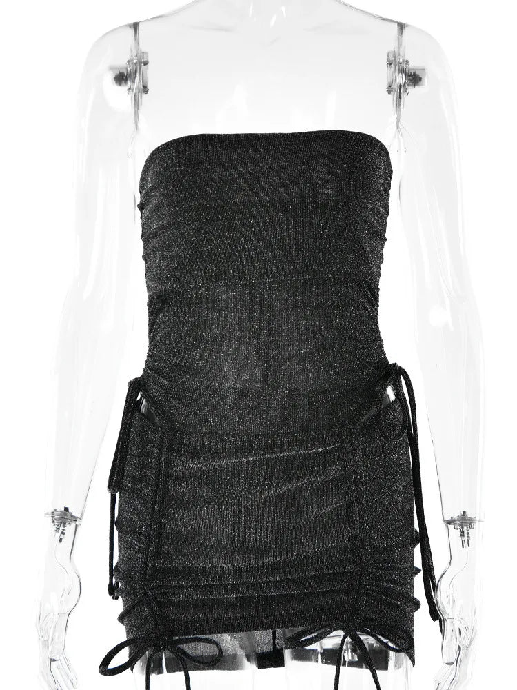 Spring Fashion Sexy Wrap Hip Skirt Two Piece Set Women Drawstring Lace Set Slim Skirt Tight Party Nightclub Set