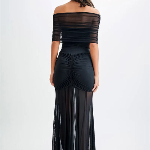 Load image into Gallery viewer, Mesh Strapless Off-shoulder Sexy Ruffled Mini Dress For Women Fashion Backless High Waist Female Ruched Party Dress
