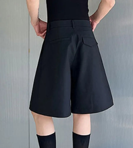 Men's Casual Suit Shorts Trend Pleated Niche Design Streetwear Korean Style Letter Decoration Loose Fold Short Pants 9C553