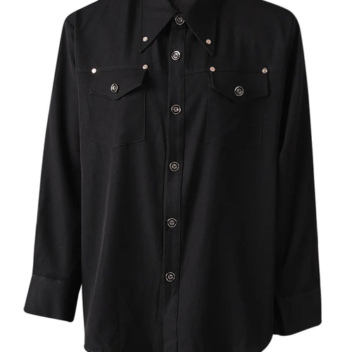 Load image into Gallery viewer, Women Blue Rivet Shoulder Padded Big Size Blouse New Lapel Long Sleeve Shirt Fashion Tide Spring Autumn 2025 CPG3097
