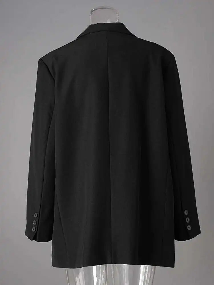 Women Gray Brief Single Breasted Big Size Blazer New Lapel Long Sleeve Jacket Fashion Tide Spring Autumn 2025 CPG2774