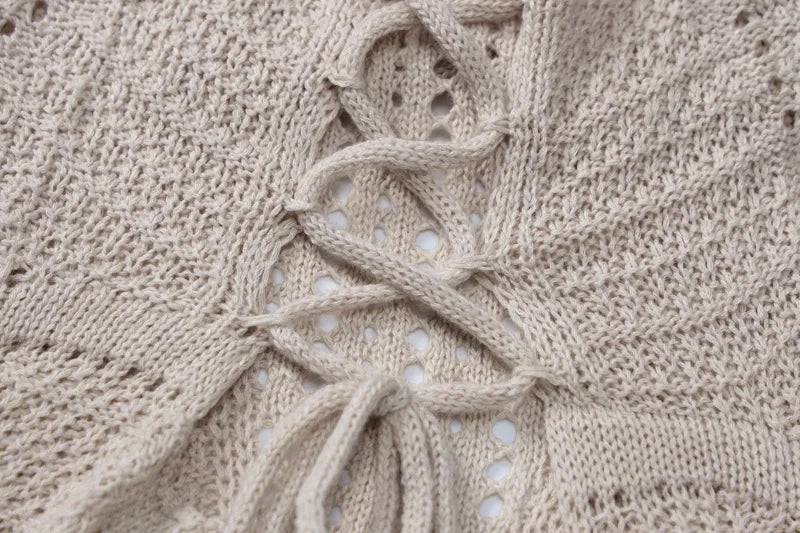 Hollow Out Backless Knit Dress For Women Spaghetti Strap Bandage Sleeveless Bodycon Club Party Sexy Long Dress Elegant