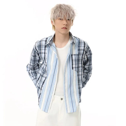 Load image into Gallery viewer, Men&#39;s Shirts New Spring Multi Color Striped Plaid Shirt Long Sleeve Turn-down Collar Male Clothing Stylish Men Top 9W1684
