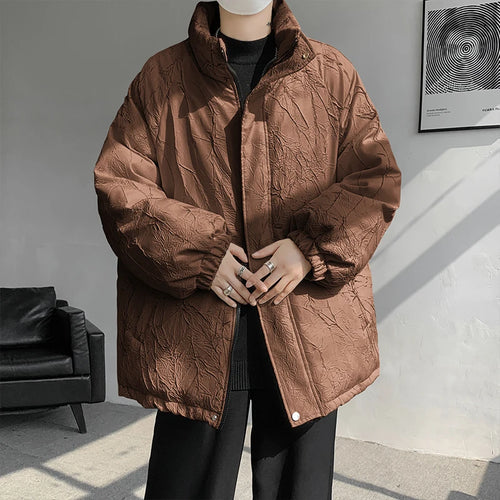 Load image into Gallery viewer, Print Stand Collar Men&#39;s Cotton Coat Zipper Solid Color American Style Thickened Male Padded Jacket Autumn Winter 9C8851
