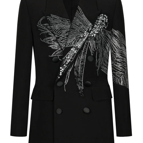 Load image into Gallery viewer, Solid Spliced Diamonds Blazers For Women Lapel Long Sleeve Tunic Patchwork Button Coats Female Fashion Style New
