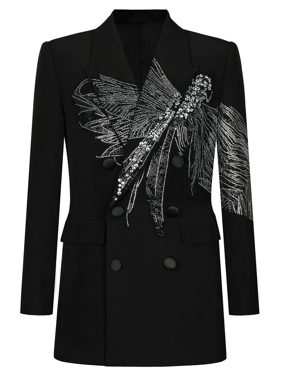 Solid Spliced Diamonds Blazers For Women Lapel Long Sleeve Tunic Patchwork Button Coats Female Fashion Style New