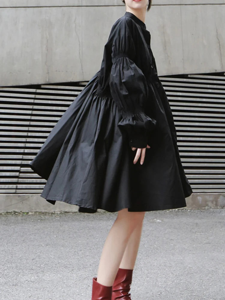 Women White Irregular Ruffles Big Size Long Blouse New Lapel Long Sleeve Loose Fit Shirt Fashion Spring Autumn 2025 JO478