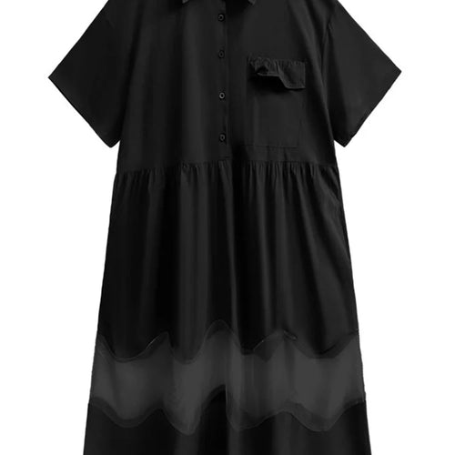 Load image into Gallery viewer, Women Blue Perspective Big Size Shirt Dress New Lapel Short Sleeve Loose Fit Fashion Tide Spring Summer 2025 1DF8791
