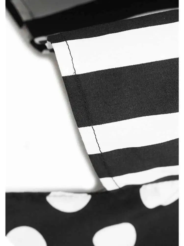 Women Black Dot Printed Big Size Pocket Strap Dress New Square Collar Sleeveless Fashion Tide Spring Autumn 2025 1DH6187