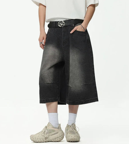 Men's Denim Shorts Washed American Style Gradient Color Multi Pockets Trendy Fashion Loose Male Clothing 2025 9W1725