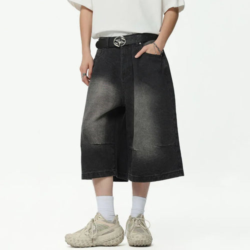 Load image into Gallery viewer, Men&#39;s Denim Shorts Washed American Style Gradient Color Multi Pockets Trendy Fashion Loose Male Clothing 2025 9W1725
