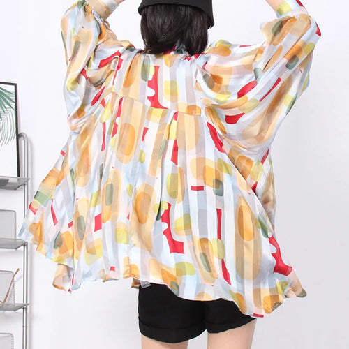 Load image into Gallery viewer, Straight Shirt For Women Bow Collar Long Sleeve Print Colorblock Loose Blouses Female Fashion Spring Clothing
