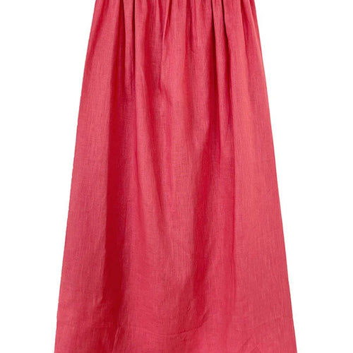 Load image into Gallery viewer, High Elastic Waist Red Linen Back Slit Elegant Straight Half-body Skirt Women Fashion Tide New Spring Autumn 2025 1DJ1283
