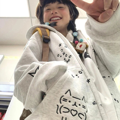 Load image into Gallery viewer, Anime Hoodies Jackets 2024 Women Clothes Hooded Cat Embroidery Sweatshirts Coat Y2k Tops Ropa Mujer Thick Casual Fashion Hoodie
