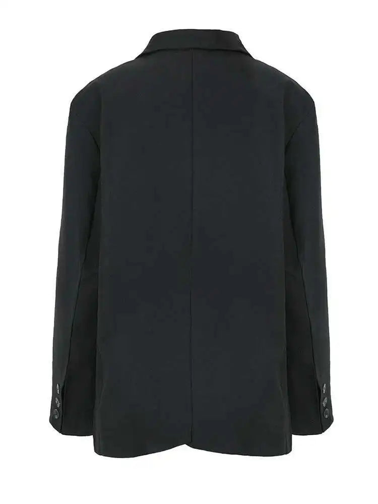 Women White Ribbon Big Size Casual Blazer New Lapel Long Sleeve Loose Fit Jacket Fashion Tide Spring Autumn 2025 1DF3280