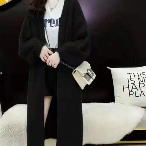 Load image into Gallery viewer, Autumn Winter Korean Fashion 2024 New Solid Elegant Long Sleeves Crochet Sweater Women V Neck Cardigan Knitting Tops Simplicity
