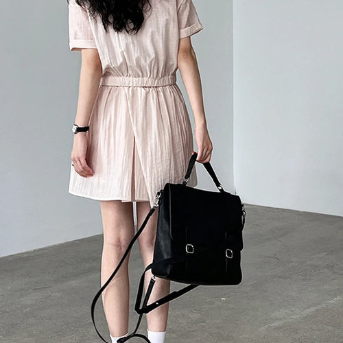 Load image into Gallery viewer, Beige Shirt Thin Half-body Skirt Two Pieces Suit New Lapel Short Sleeve Women Fashion Tide Spring Summer 2025 1DJ1239
