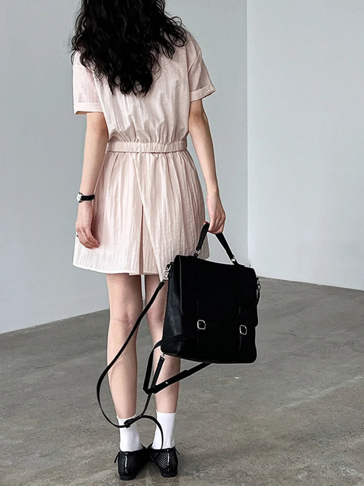 Beige Shirt Thin Half-body Skirt Two Pieces Suit New Lapel Short Sleeve Women Fashion Tide Spring Summer 2025 1DJ1239