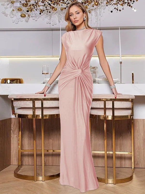 Elegant Sleeveless Round Neck Long Dress For Women Spring Summer 2025 New Temperament Slim Party Club Evening Dress