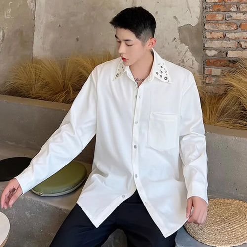 Load image into Gallery viewer, Korean Male Long Sleeve Shirts New Multi Metal Buckle Niche Design Turn-down Collar Stylish Menwear Spring Clothing 9W1401
