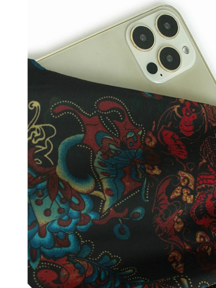 Women Black Pattern Printed Big Size Midi Dress New Round Neck Short Sleeve Fashion Tide Spring Summer 2025 1DJ0298