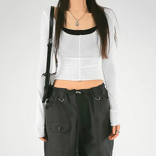 Load image into Gallery viewer, 2025 Autumn New Slim Two Pieces Set Women Grunge Solid Streetwear Tops + Sleeveless All Match Black Vest Y2k Aesthetic Fashion
