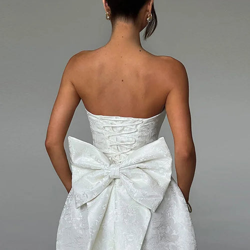 Load image into Gallery viewer, Backless Bow Sexy Mini Dress For Women Fashion Off-shoulder Strapless Sleeveless Bodycon Club Party Dress Elegant
